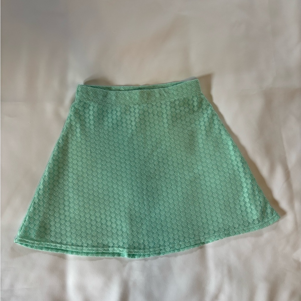 No Boundaries Womens Turquoise Flare MiniSkirt XS Lace Lined Stretch Beach Party